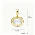 Oval crystal pendant with gold setting and birthstone cubic zirconia, 2cm height - April White Zirconia - Gold