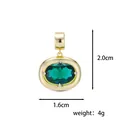 Oval green gemstone pendant in gold frame with size dimensions 2.0cm by 1.6cm - May Emerald - Gold
