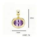 Oval purple birthstone pendant in gold setting measuring 2.0x1.6cm and weighing 4g - June Alexandrite - Gold