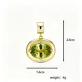Oval olive green zircon pendant in gold setting measuring 2.0cm with 4-prong design - August Peridot - Gold