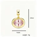 Pink oval birthstone pendant in gold setting with size and weight dimensions - October Pink Tourmaline - Gold