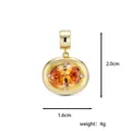 Oval orange zircon pendant in 18K gold-plated claw setting, 1.6cm width DIY birthstone - November Birthstone Pendant - Gold (Yellow)