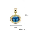 Oval deep blue birthstone pendant in gold setting measuring 2.0cm high and 4g in weight - December Blue Zircon - Gold