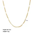 Golden chain necklace with bar links 46cm length for oval birthstone DIY assembly - Paperclip Chain (Gold)