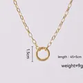 Golden link chain necklace with a 1.5cm spring ring clasp pendant, length 45+5cm - Chain A