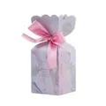 Pink marble candy box with wave edge and pink satin ribbon bow for wedding gifts - Pink Marble