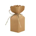 Kraft brown candy gift box with elegant petal top design and natural jute twine bow - Kraft Paper
