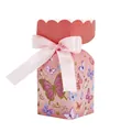 Pink gift box with butterfly patterns, golden Thank You text, and pink satin ribbon - Butterfly