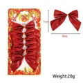 Red Christmas tree bow ornaments with gold glitter finish, set of 6, size 8x7cm - Glitter Finish / 6 Pieces/Pack (8cm) / Glitter Red