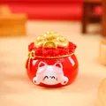 Lucky Maneki Neko red fortune bag tray for entryway key storage and table decoration - Pink Ear Fortune Bag / Extra Large Tray Display Series
