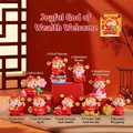 Miniature Fortune God figurines in red and gold finish for festive tabletop decoration - 1081-10 Nine God Of Wealth Ornaments / Extra Large Tray Display Series