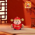 Cute Caishen deity statue with gold ingots in festive red outfit for desk storage - Caishen Water Buckets / Extra Large Tray Display Series