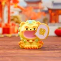 Creative yellow fortune lion tray with golden 'Fa' character for keys and home decor - 3158 Stone Lion Figure / Extra Large Tray Display Series