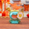 Cyan mythical beast statue with golden clouds and lucky coin for wealth home decor - 3158 Pi Xiu Figure / Extra Large Tray Display Series