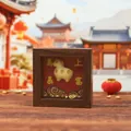 Creative Chinese white horse figurine with gold ingots in wooden frame storage tray - 1188-51 Instant Wealth Horse Frame / Extra Large Tray Display Series