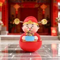 God of Wealth figurine holding a blue treasure bowl filled with golden ingots - 1081-21 Money Tree / Extra Large Tray Display Series