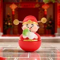Cartoon Fortune God figurine holding a cabbage tray in vibrant red and gold finish - 1081-21 All Wealth Collected / Extra Large Tray Display Series