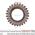 Transparente dunkelgraue Spiral-Haargummis mit 4cm Durchmesser aus robustem TPU - 4cm Modell / Transparent Dunkelgrau