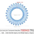 Dunkelblauer Spiral-Haargummi aus TPU mit 4cm Außendurchmesser für Haarstyling - 4cm Modell / Transparent Dunkelblau