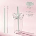 Mint green 450ml Tritan straw cup with 304 stainless steel brush set - 450ml / Cyan White