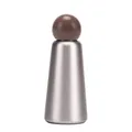 Borraccia termica minimalista in acciaio argento con tappo sferico marrone unico - 500ml / Marrone Scuro + Argento