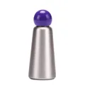 Insulated silver 304 stainless steel water bottle with glossy purple spherical lid - Dark Purple And Silver (new Color) / 500ml
