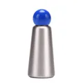 Modern silver 304 stainless steel insulated bottle with a unique blue round spherical lid - Royal Blue & Silver
