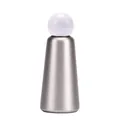 Minimalist 304 stainless steel insulated bottle with silver finish and white ball cap - White & Silver