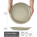 11 inch round ceramic steak plate in vintage grey glaze with brown rim and 27.5cm diameter - Chunshanji - Grey Coffee Large Plate 11 Inch (Minor Flaws)
