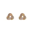 Orecchini a perno a nodo dorati con cristalli pavé dal design intrecciato minimal - Orecchini Bottone Triangolo Zirconia