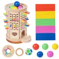 Educational wooden falling ball game tower with colorful sticks and smooth finish - 6-Sided Rotation Stick Game 0.6kg