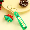 Christmas bell keychain with green Merry Christmas strap and golden ring - Christmas Bell (gold Keychain) / Approximately 3.8-5.6cm High And 2.6-3.8cm Wide.