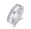 Classic moissanite eternity ring in 925 sterling silver with a full circle of round stones - R14082+gra/black Card / US Size 7 / Circumference 54.3mm