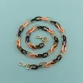 Colorful acrylic handbag strap with pink black and tortoiseshell patterned links - B302-M ai-Tortoiseshell Pink Mixed