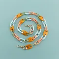 DIY colorful acrylic bag chain with blue, orange, and green links and gold clasps - B302-n