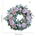 Artificial Christmas wreath with pink peony and green leaves, 45cm diameter variant - 45cm/17.7inch
