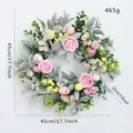 Easter wreath with pink roses, colorful eggs and daisies, 17.7 inch diameter size - 45cm/17.7inch