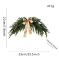 Artificial Norfolk Pine garland with champagne bow and precise dimension measurements - Ribbon Horn Style