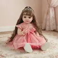 Reborn baby doll in pink sequin princess dress with crown and brown curly hair - Pink Sequin Princess Dress Rooted Hair / Doll Clothes (Outfit Only)