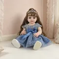 55cm lifelike reborn doll in navy sequin princess dress and silver tiara crown - Blue Sequin Princess Dress Rooted Hair / Doll Clothes (Outfit Only)