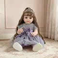 55cm reborn doll with brown curly hair in purple sequin tulle dress and crown - Grey Purple Sequin Princess Dress Rooted Hair / Doll Clothes (Outfit Only)