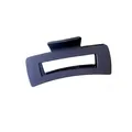 Matte black large rectangular claw clip with hollow geometric design for hair styling - Dark Blue Rectangular Clip