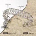 Silver 304 stainless steel adjustable open bangle with a multi-layer spiral hollow design - C-Shaped Spiral Hollow Bangle (94) / Silver