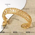 Exaggerated 18K gold plated stainless steel spiral cuff bracelet with adjustable opening - C-Shaped Spiral Spring Bangle (93) / Gold