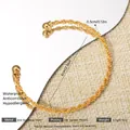 Adjustable 18k gold plated stainless steel twisted bangle with spherical ends - 0.3cm Round Head Twisted Open Bangle (111) / Gold