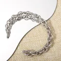 Exaggerated silver mesh cuff bracelet in polished stainless steel for women - 0.8cm Silver Mesh Braid Bangle (98) / Silver