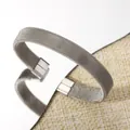 Minimalist silver braided mesh stainless steel cuff bracelet with rectangular metal clasp - 1cm Silver Minimalist Mesh Braid Bangle (102) / Silver