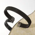 Exaggerated black mesh cuff bracelet in 18k gold plated stainless steel for women - 1cm Black Metal Mesh Braid Bangle (104) / Black
