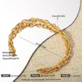 Adjustable 18k gold plated stainless steel open bangle with woven texture design - 0.6cm Gold Braid Open Bangle (99) / Gold