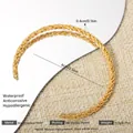 Braided 18K gold plated stainless steel open cuff bracelet with 4mm width for women - 0.4cm Gold Braid Open Bangle (109) / Gold